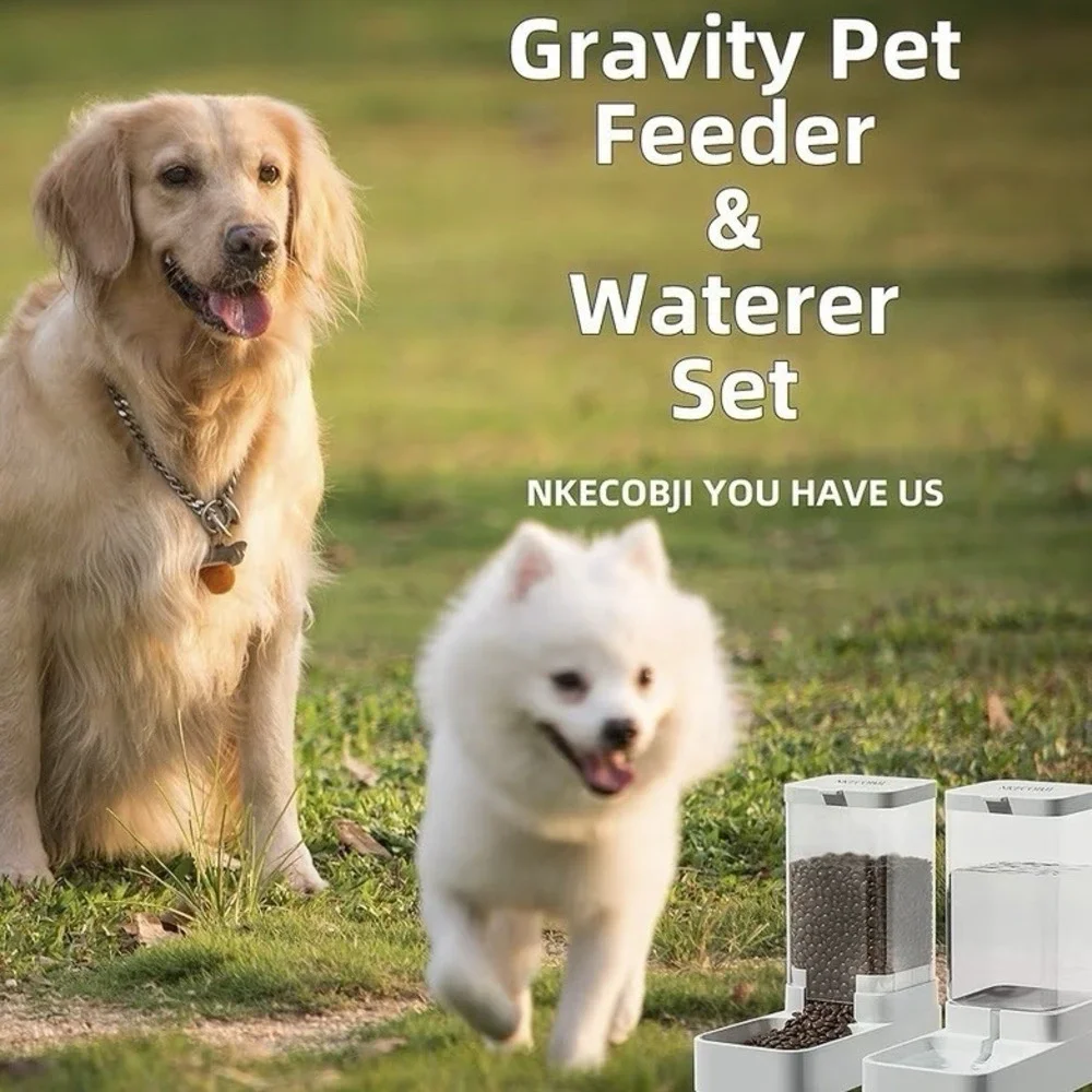 Gravity Pet Feeder and Water Dispenser Set, Automatic For Dog & Cat Feeder‎